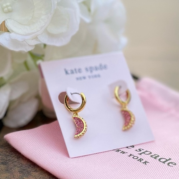 NWT KATE SPADE ♠️ FRUIT SALAD PAVE GRAPEFRUIT HUGGIES EARRINGS - Picture 2 of 9